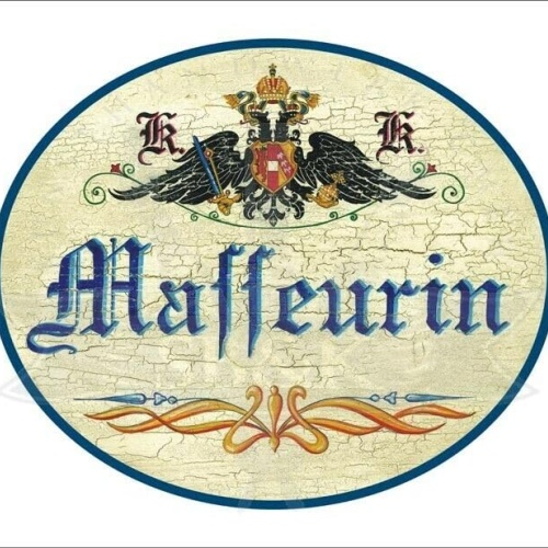 KuK Nostalgie Holzschild - Masseurin - Ornament TH (Größe: 19x23)