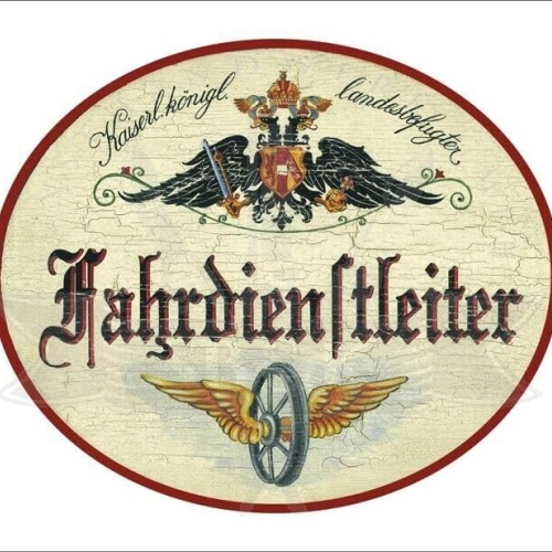 KuK Nostalgie Holzschild - Landesbefugter Fahrdienstleiter - Flügelrad TH