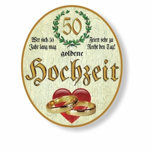 KuK Nostalgie Holzschild goldene Hochzeit 50 Jahre Spruch (Größe: 14x17)