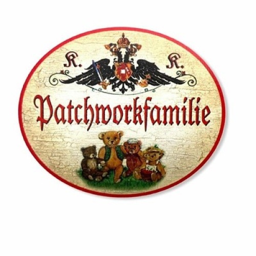 Kuk nostalgie holzschild patchworkfamilie familien schild