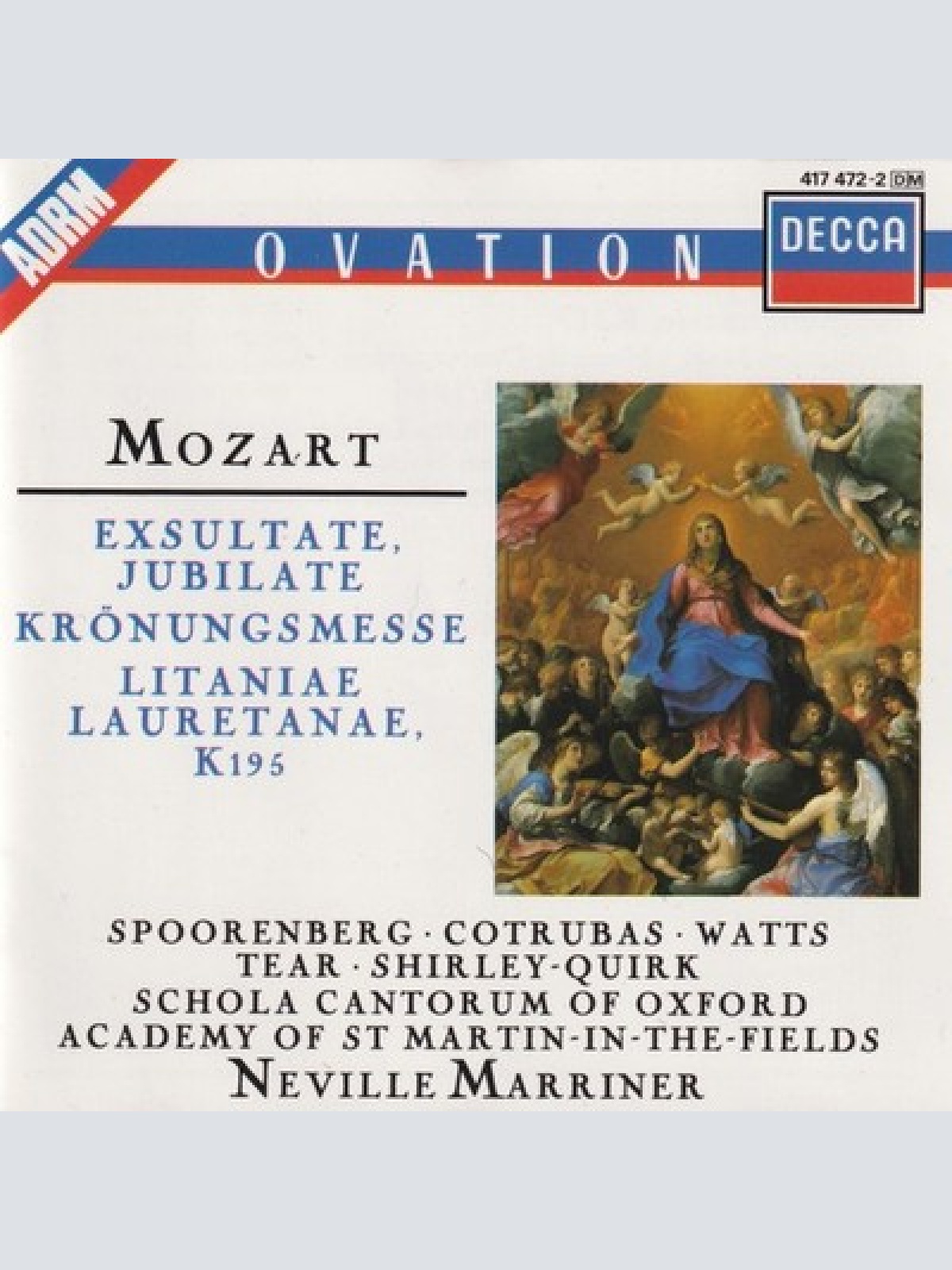 CD, RM Mozart*, Spoorenberg*, Cotrubas*, Watts*, Tear*, Shirley-Quirk*, Schol...