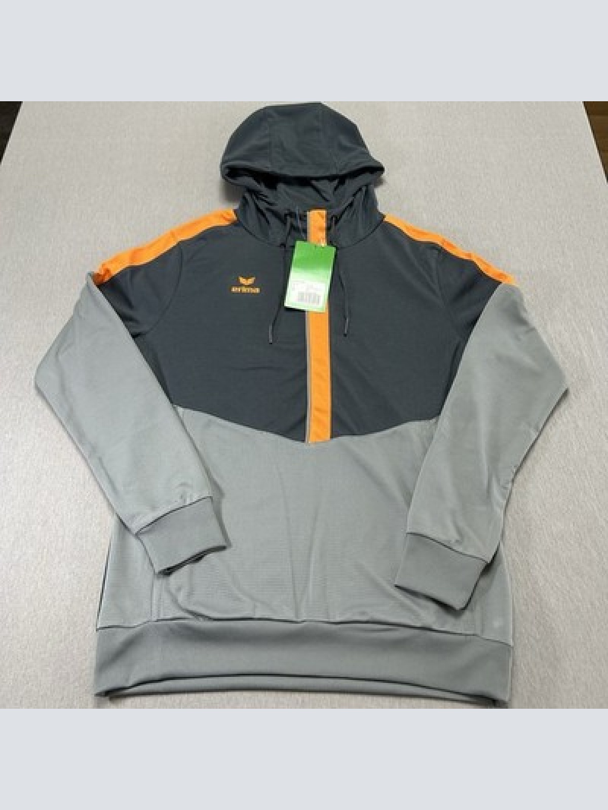Erima Squad Hoody NEU Damen Kapuzenpullover Grau Orange Größe 36 mit Etikett OVP