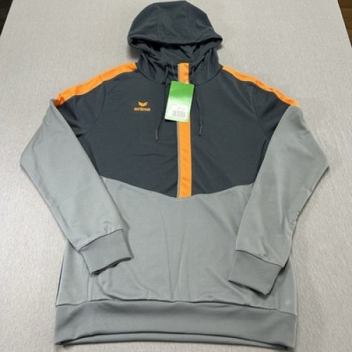 Erima Squad Hoody NEU Damen Kapuzenpullover Grau Orange Größe 36 mit Etikett OVP