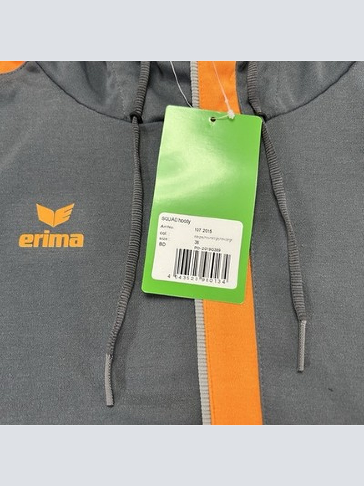 Erima Squad Hoody NEU Damen Kapuzenpullover Grau Orange Größe 36 mit Etikett OVP