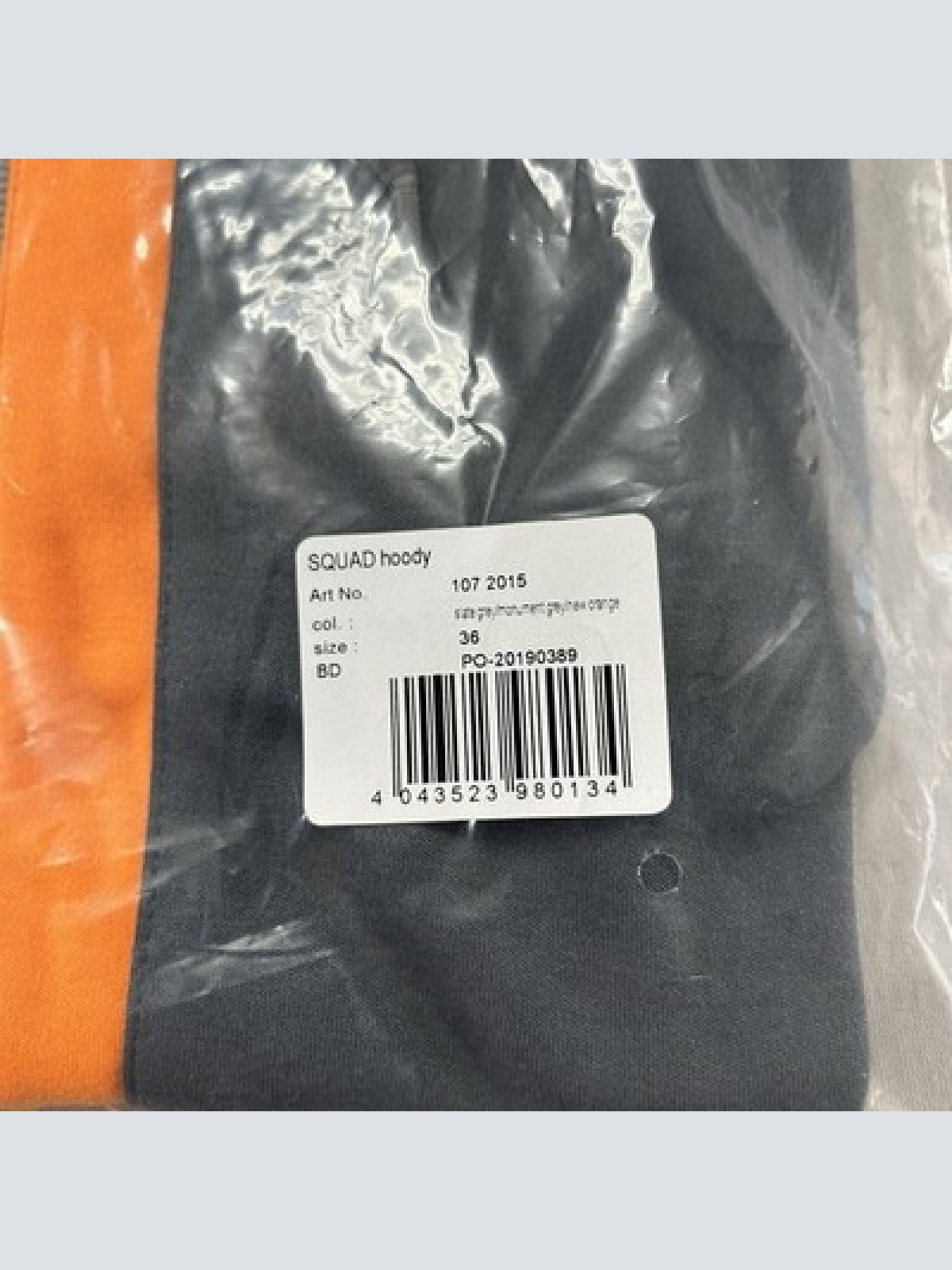 Erima Squad Hoody NEU Damen Kapuzenpullover Grau Orange Größe 36 mit Etikett OVP