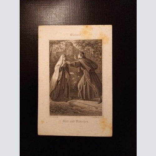 Wieland Sixt Und Klärchen 16.5 x 11.5 Stahlstich AA075
