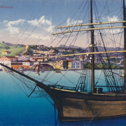 AK aus Durazzo mit Schiff Albanien Ansichtskarte (18441)