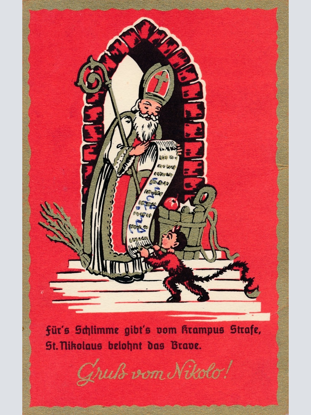 AK vom Nikolo Nikolaus und Krampuss Ansichtskarte (18618)