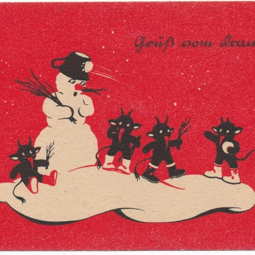 AK gruß vom Krampus mit Schneemann Ansichtskarte (18640)
