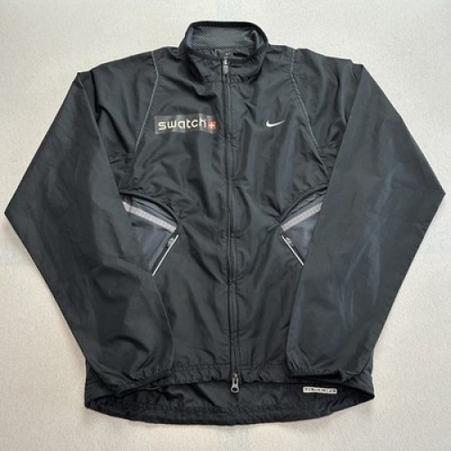 Vintage Nike x Swatch Windbreaker Trainingsjacke Clima-Fit Größe S Schwarz