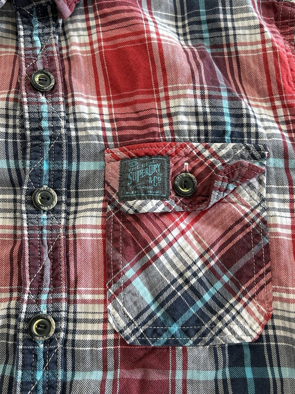 Superdry & Co Herren Langarm Hemd Größe S Mehrfarbig Kariert Sehr guter Zustand