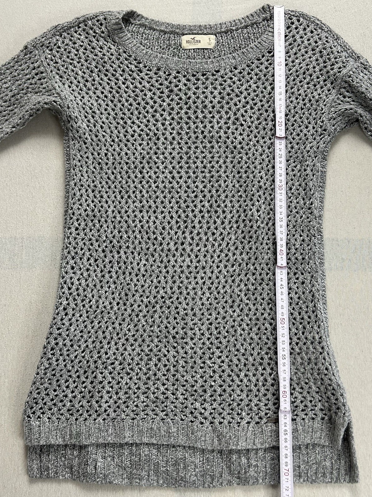 Hollister California Strick Pullover Damen | Größe S | Grau | Lang | Großstrick