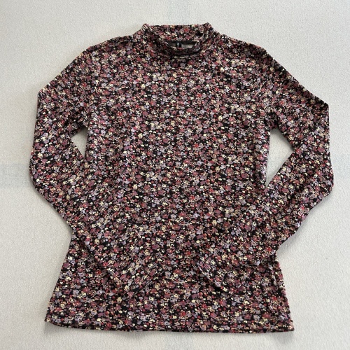 Laura Torelli Fashion Langarmshirt mit Blumenmuster Größe S Slim Maße auf Fotos