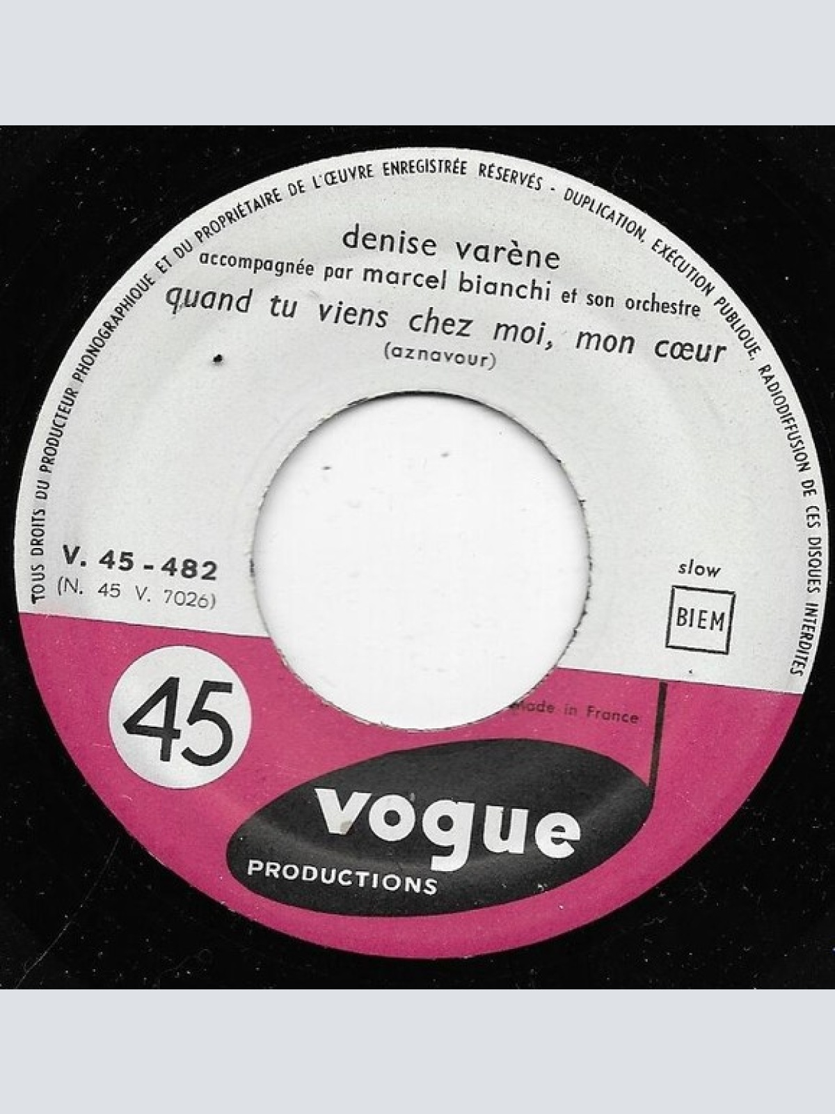 Denise Varene - Le Jour Où La Pluie Viendra (7", Single)
