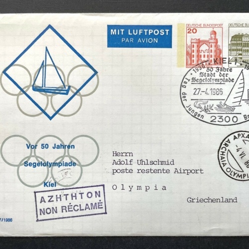 Brief Segelolympiade Kiel BRD Olympia GR Luftpost 1986 ca.16,1x11,3cm 410351