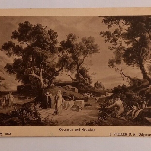 Künstlerkarte Odysseus und Nausikaa 600645A gr