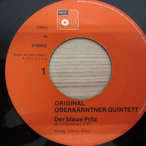 Single / Original Oberkärntner Quintett - Der blaue Fritz   / AUT PRESS / RAR /