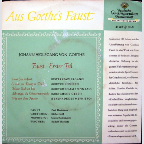 Single / JOHANN WOLFGANG VON GOETHE / RARITÄT /