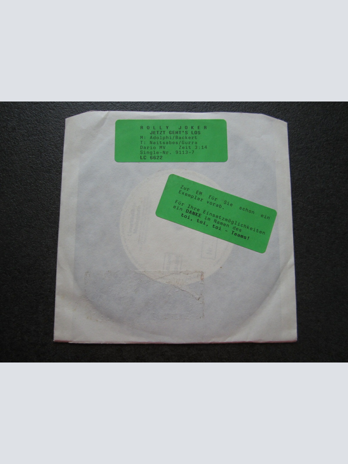 Single / Rolly Joker – Jetzt Geht's Los / PROMO / DE PRESS /