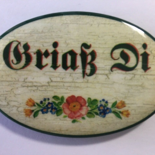 Nostalgie flaschenöffner magnet griaß di grüß dich blumen