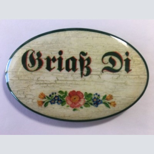 Nostalgie flaschenöffner magnet griaß di grüß dich blumen