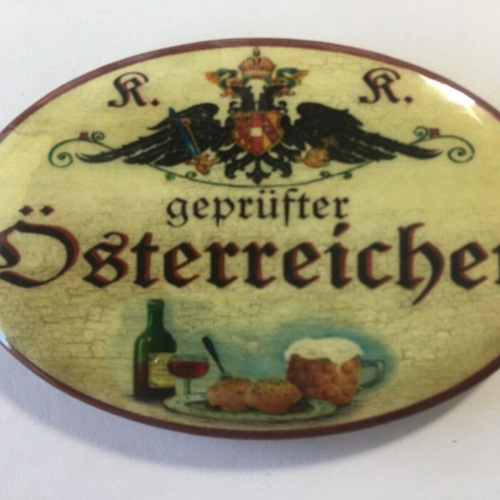 Nostalgie flaschenöffner magnet geprüfter österreicher wein bier