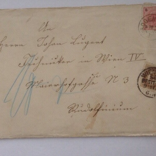 Brief Österreich 5 Kreuzer & Portomarke Wien Leoben J1