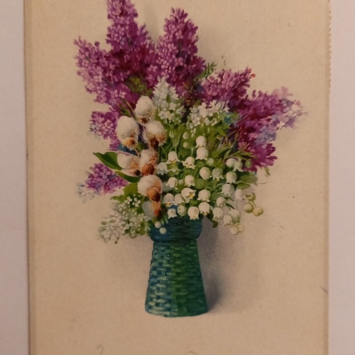 Grüße zum Namenstage, Blumen in der Vase 500140A gr D