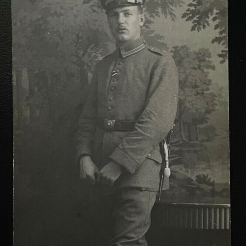 Porträt Soldat Uniform Bart Schirmmütze Tietz München Militär Krieg 402453