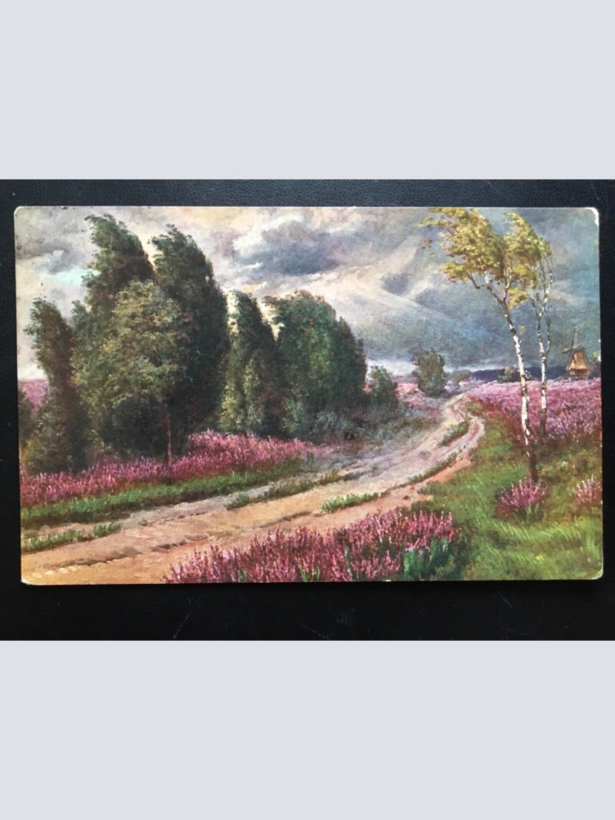 Windige Landschaft - Wald - Windmühle - Künstlerkarte 904 TH