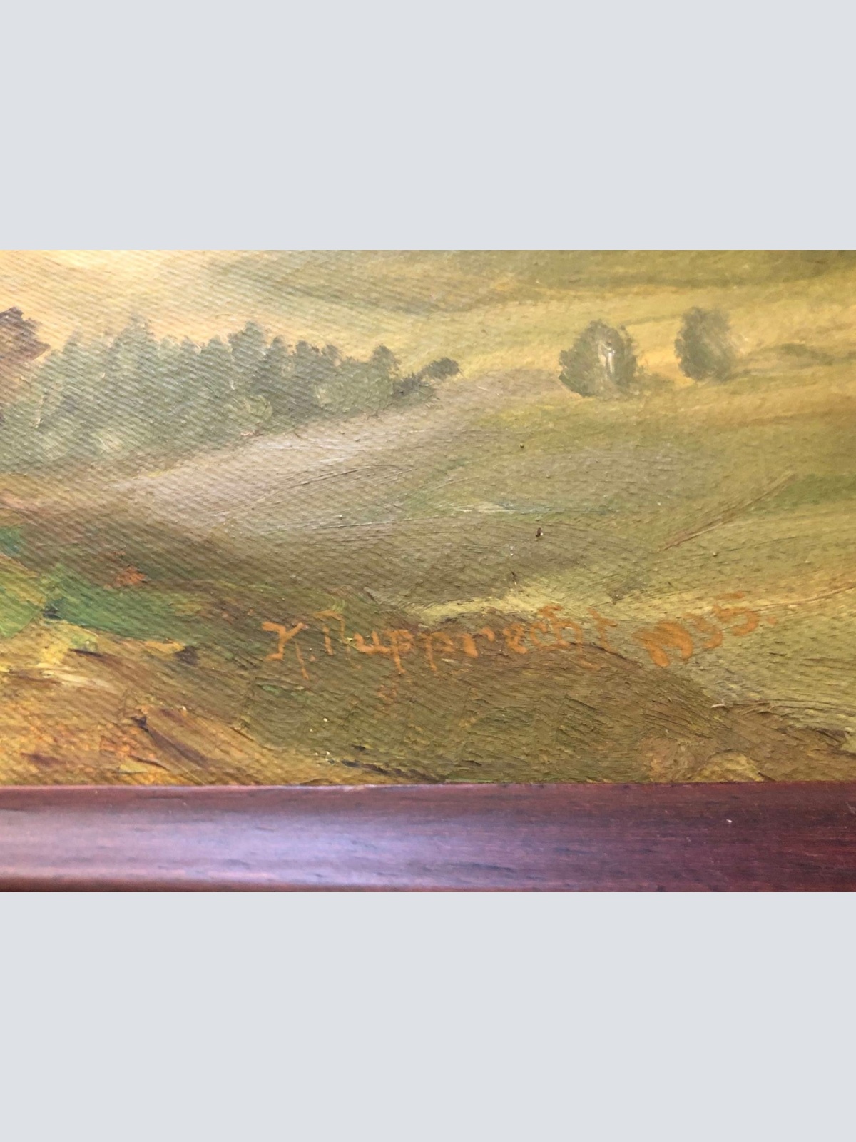 K. Rupprecht um 1935 Berglandschaft Alm Hütte auf Leinen gerahmt 48 x 36 42000