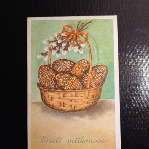 Vesele velikonoce - Korb mit Ostereier - Künstlerkarte 400333 gr