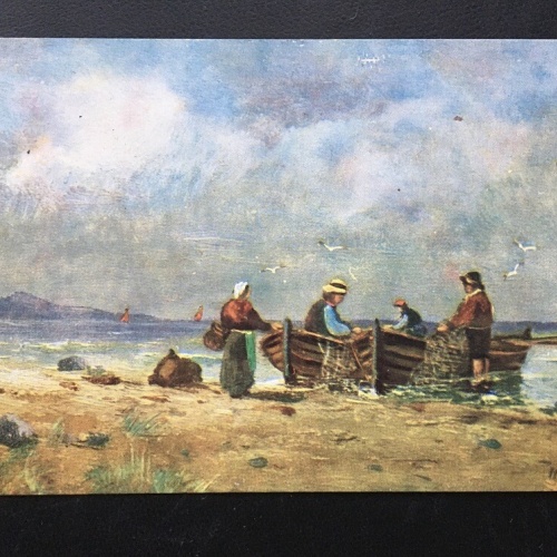 Anlegende Fischerboote - Küste Ruderboot - Künstlerkarte 400387 TH