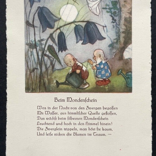 Beim Mondenschein Zwerge Gedicht Text Geschichte Giesskanne Blumen 410082 TH