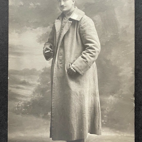 Porträt Soldat Uniform Schirmmütze Mantel Bart Gent Militär Krieg 410100 TH