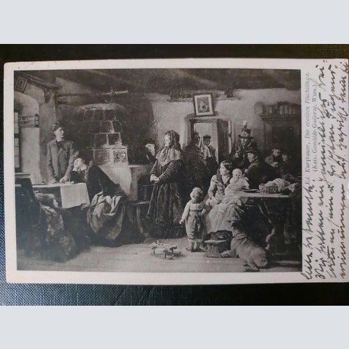 Kurzbauer Die ereilten Flüchtlinge Bauernhaus Kachelofen 402566 WM F