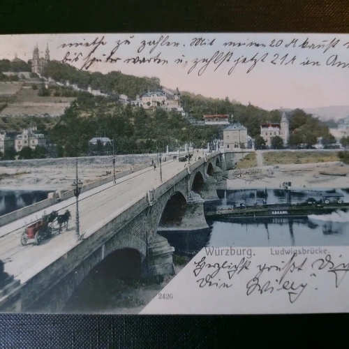 Würzburg Ludwigsbrücke Kirche Hügel Schiff Fluss 402567 WM F