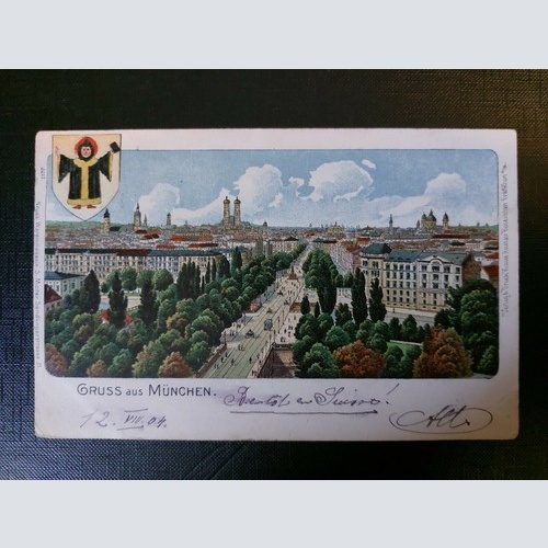 Gruß aus München Wappen Kirche Dom Hauptstraße Park Bäume 402582 WM F