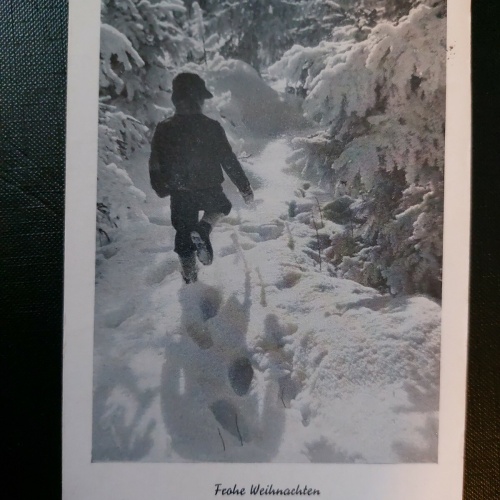 Weihnachten Karte Kind in Schnee Wald neues Jahr 402576 WM