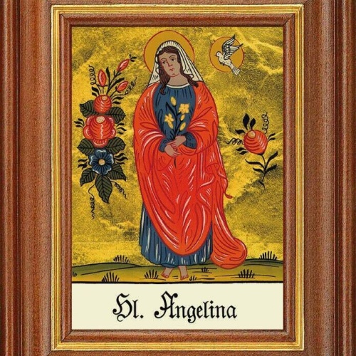 Hinterglasbild - heilige angelina - patronatsbild taufe namenspatron 12,7x16 th