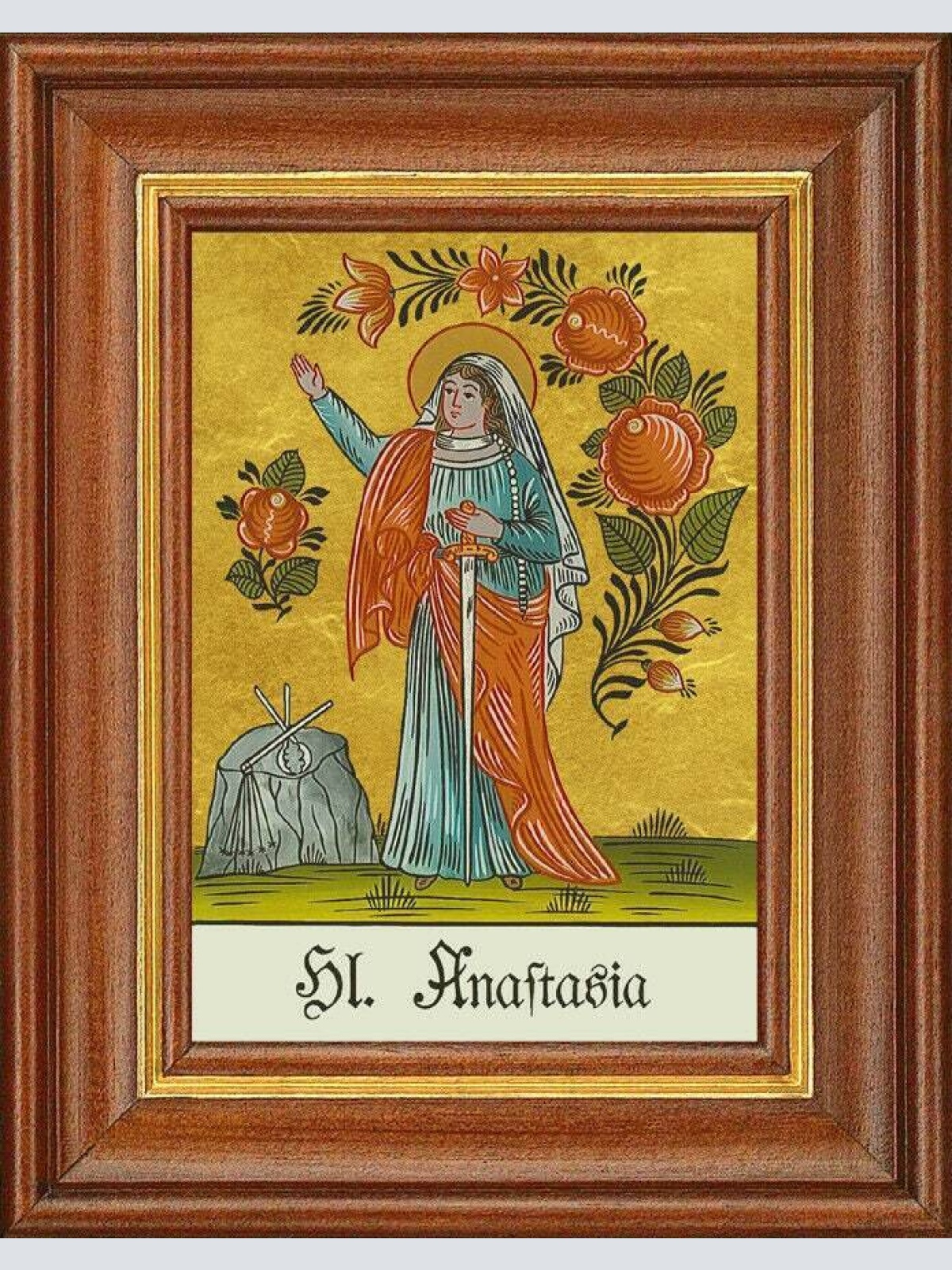 Hinterglasbild - heilige anastasia - patronatsbild taufe namenspatron 12,7x16 th