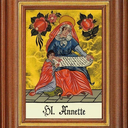 Hinterglasbild - heilige annette - patronatsbild taufe namenspatron 12,7x16 th