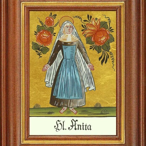 Hinterglasbild - heilige anita - patronatsbild taufe namenspatron 12,7x16 th