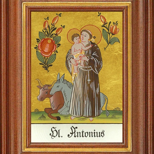 Hinterglasbild - Heiliger Antonius - Patronatsbild Taufe Namenspatron 12,7x16 TH