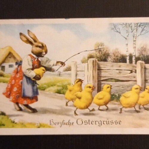 Herzliche Ostergrüsse Hase Mit Kücken 600787A Ga G