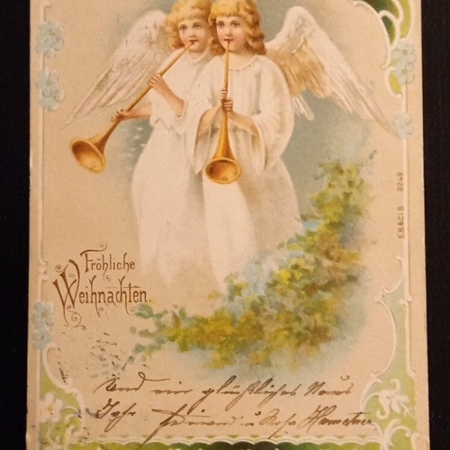 Frohe Weihnachten Zwei Engel Spielen Musik 600775A Ga G