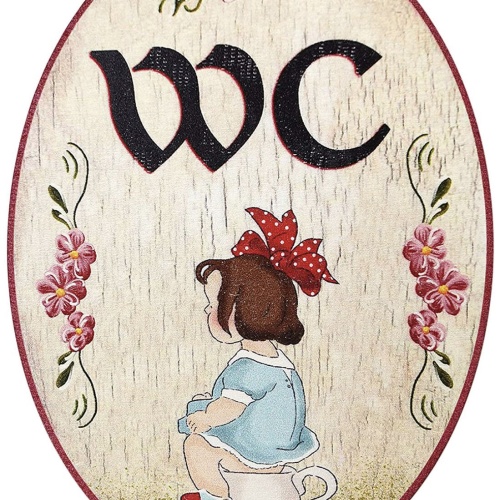 Nostalgie WC Toilette Damen Mädchen Antiker Stil 13 x 18 oval Holz