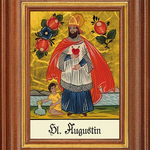 Hinterglasbild - Heiliger Augustin - Patronatsbild Taufe Namenspatron 12,7x16 TH