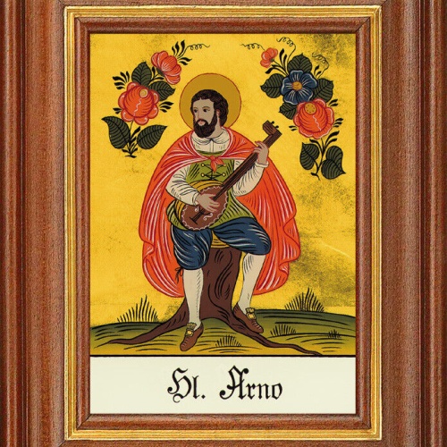 Hinterglasbild - Heiliger Arno - Patronatsbild Taufe Namenspatron 12,7x16 TH