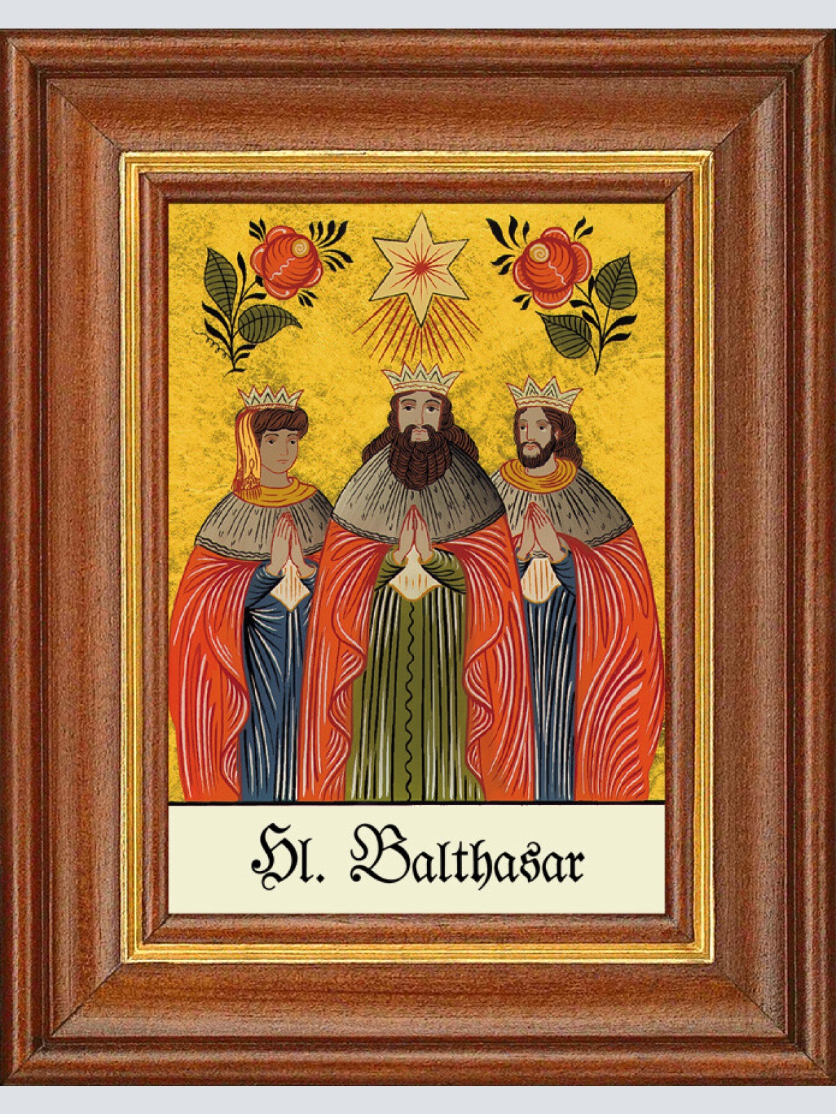 Hinterglasbild - Heiliger Balthasar - Patronatsbild Taufe Namenspatron12,7x16 TH